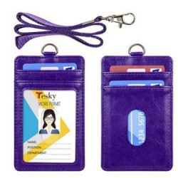 PU Leather ID Holder with Nylon Lanyard