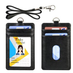 PU Leather ID Holder with Nylon Lanyard