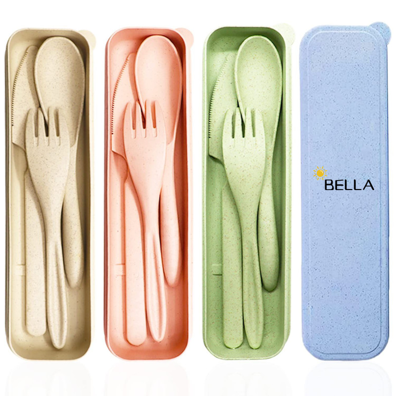 Portable Wheat Straw Cutlery With Case