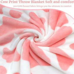 Fleece Cow Print Blanket for All Season