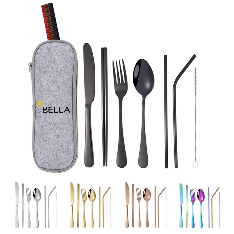 Reusable Stainless Steel Cutlery Set With Case