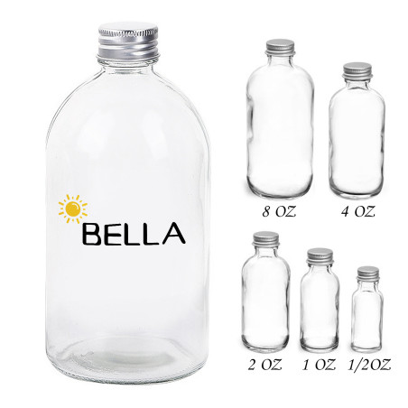 Clear Glass Boston Rounds With Lined Aluminum Caps