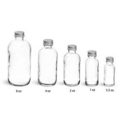 Clear Glass Boston Rounds With Lined Aluminum Caps