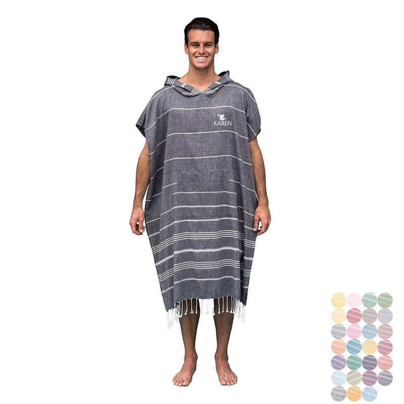 Turkish Cotton Hooded Poncho Towel Bathrobe