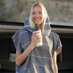 Turkish Cotton Hooded Poncho Towel Bathrobe