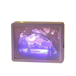 3D Paper Carving Night Light Shadow Box Sculptures Frame