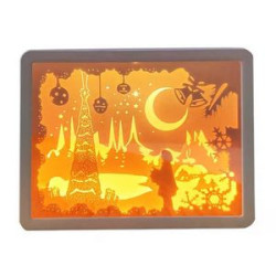 3D Paper Carving Night Light Shadow Box Sculptures Frame