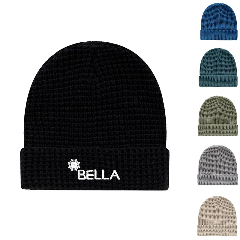 Solid color loose knit hat beanie