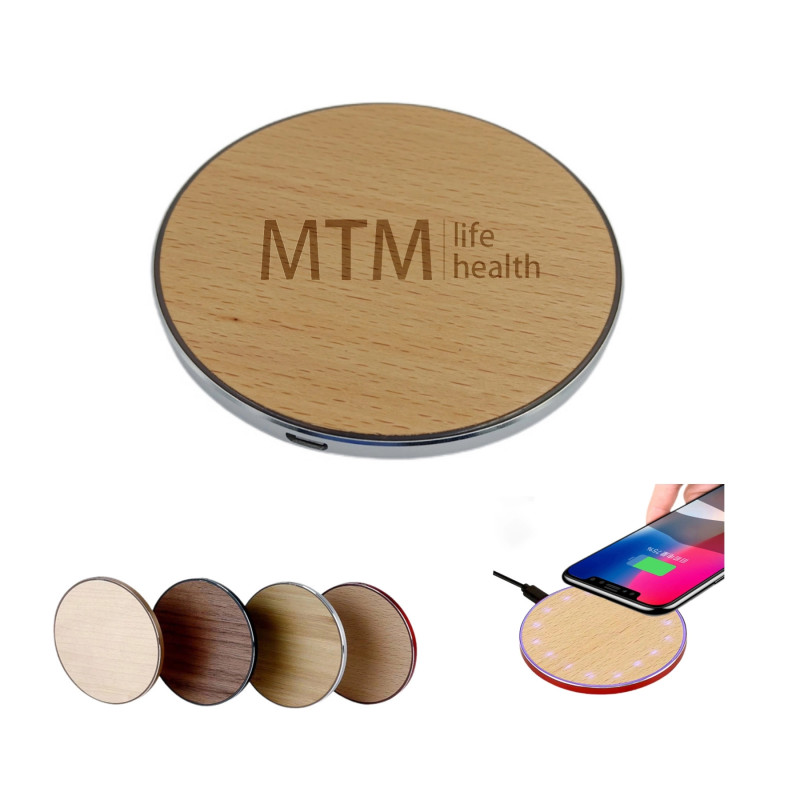 Aluminum Alloy Wooden Cover Wireless Charger