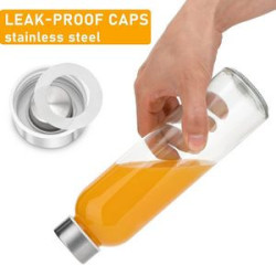 16 Oz Stainless Steel Caps Glass Water Bottles