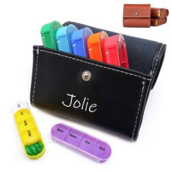 Pu Leather Handbag With 7 Pill Box