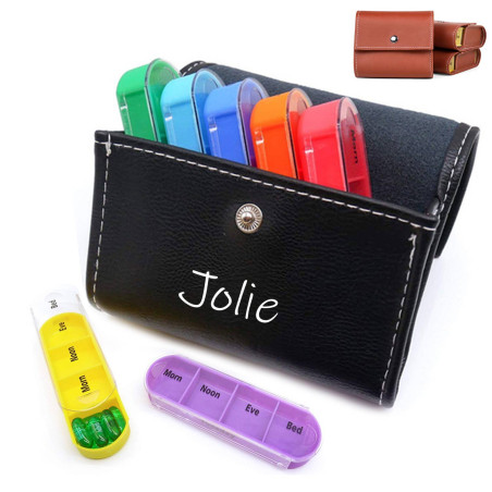 Pu Leather Handbag With 7 Pill Box