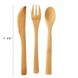 Bamboo Cutlery Set with Cloth Bag