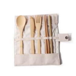 Bamboo Cutlery Set with Cloth Bag