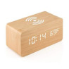 Wooden Wireless Charging Alarm Clock with Wireless Speaker