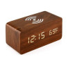 Wooden Wireless Charging Alarm Clock with Wireless Speaker