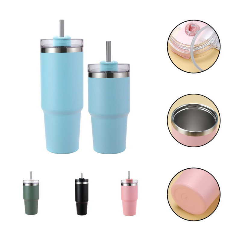 Tumbler with Straw and Lid Iced Coffee Travel Mug Cup