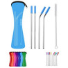 Reusable Stainless Steel Drinking Straws Set With Neoprene Pouch