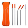 Reusable Stainless Steel Drinking Straws Set With Neoprene Pouch