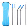 Reusable Stainless Steel Drinking Straws Set With Neoprene Pouch