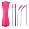 Reusable Stainless Steel Drinking Straws Set With Neoprene Pouch