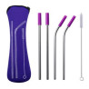 Reusable Stainless Steel Drinking Straws Set With Neoprene Pouch
