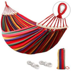 Folding Travel-friendly Canvas Hammock With Wooden Stick