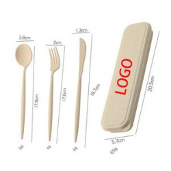 3 Pieces Wheat Straw Utensil Set