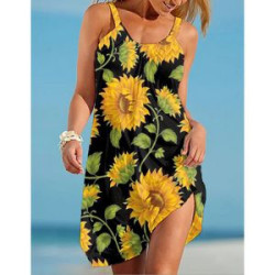 Sun flower Print Summer Cami Dress