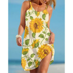 Sun flower Print Summer Cami Dress