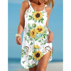 Sun flower Print Summer Cami Dress