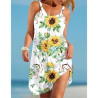 Sun flower Print Summer Cami Dress