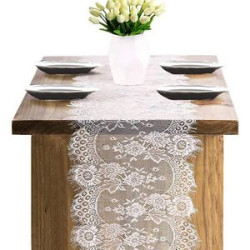 Lace Table Runner 14*118 In White Classy for Rustic Wedding