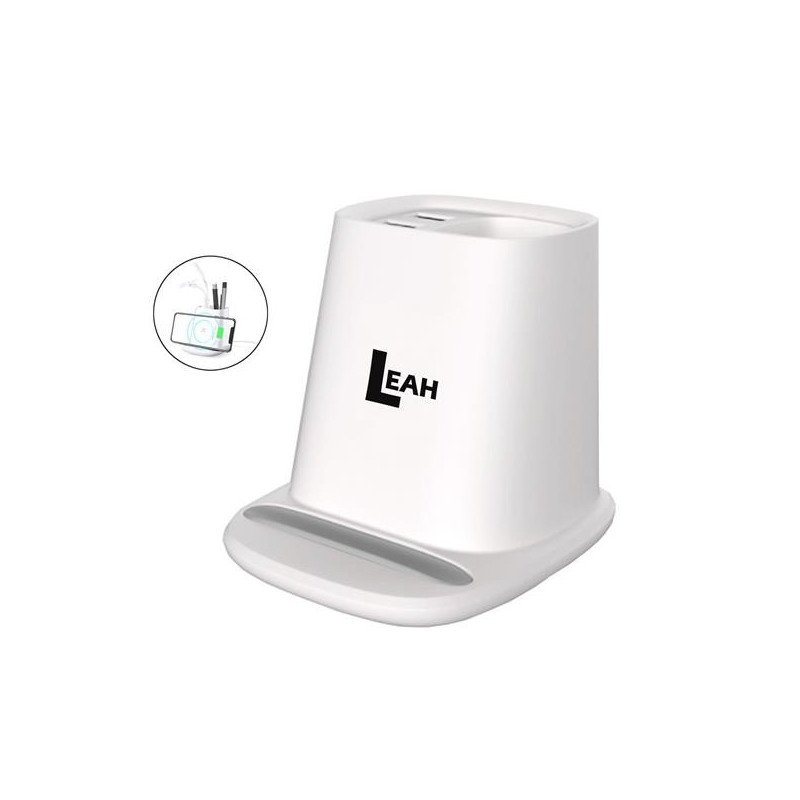 Wireless Charger Pen Holder with Dual USB Output