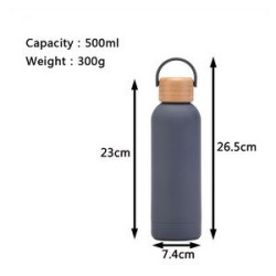 17 Oz Stainless Steel Water Bottle With Bamboo Lid