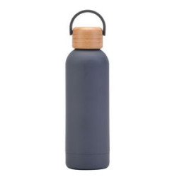 17 Oz Stainless Steel Water Bottle With Bamboo Lid