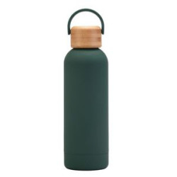 17 Oz Stainless Steel Water Bottle With Bamboo Lid