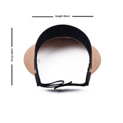 Women Straw Sun Visor Hat Wide Brim Summer Beach Cap