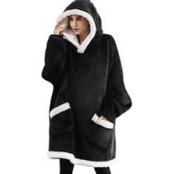 Blanket Hoodie with Deep Pocket and Elastic Sleeve