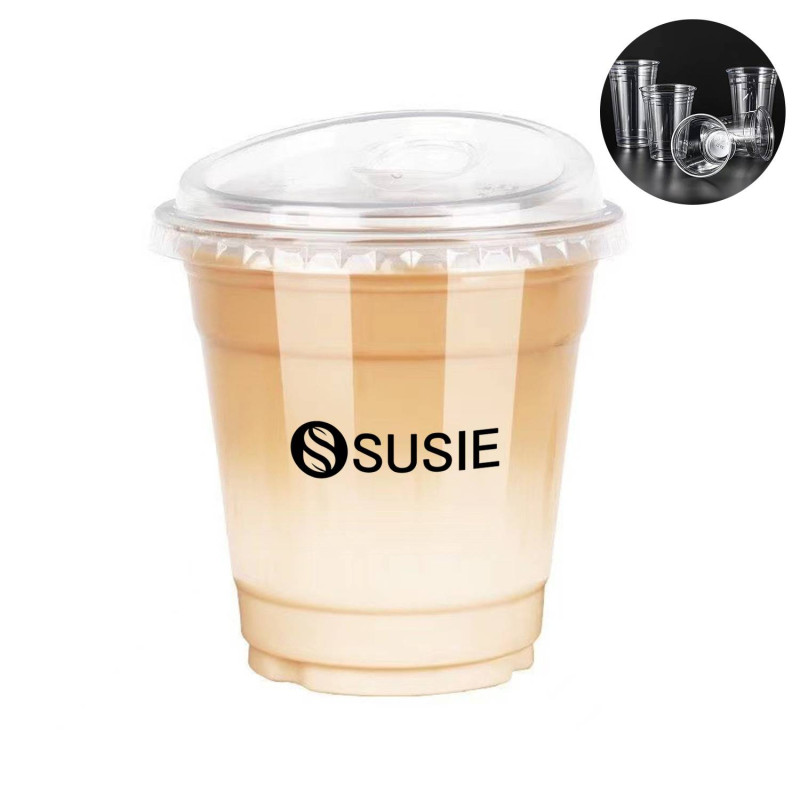 20oz Clear thin plastic cup with lid