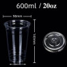 20oz Clear thin plastic cup with lid