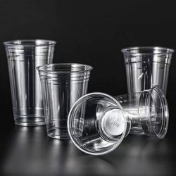 20oz Clear thin plastic cup with lid