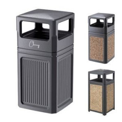 Iron outdoor trash can