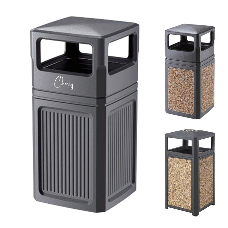 Iron outdoor trash can