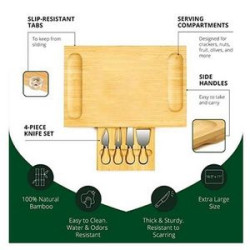Bamboo Charcuterie Board& Cutlery Set with Slide-Out Drawer