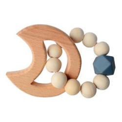 Natural Wood Teething Rattle : 3 M+