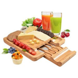 Bamboo and Slate Cheese Board Set