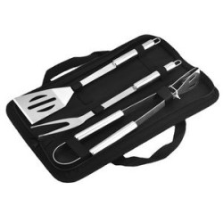 3 Piece Stainless Steel Bbq Set With Storage Bag
