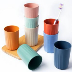 10oz Striped Simple Household Toothbrush Cup