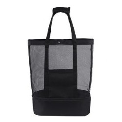 Beach Tote Bag with Insulated Can Cooler